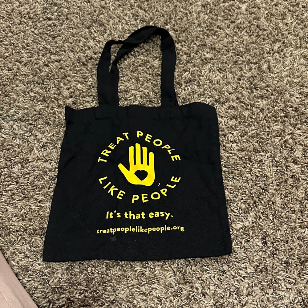 Black Tote Bag with Yellow Print